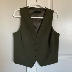 Mango V-Neck Tailored 4 Button Academia Quiet Luxury Minimal Office Suit Vest